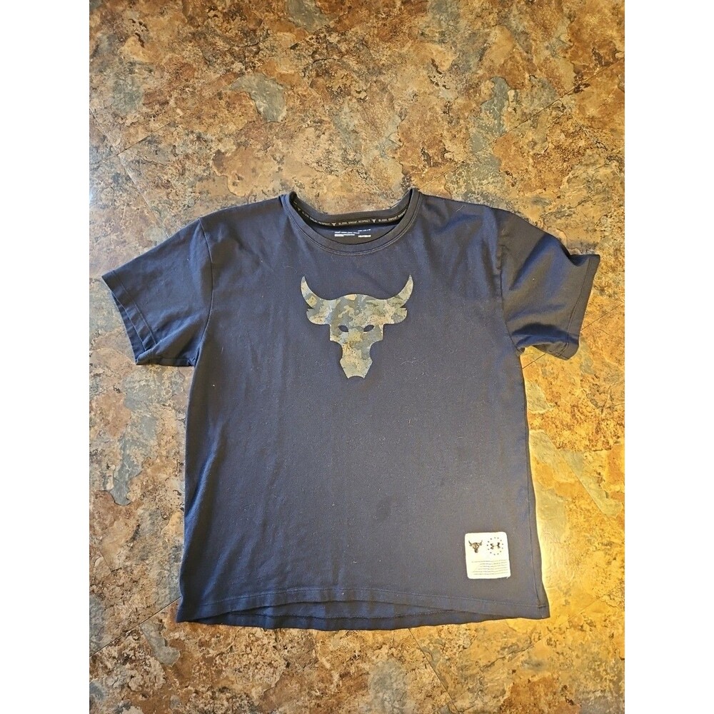 Under Armour Shirt youth Medium Project Rock Black Bull Gym Workout tshirt(B1)‎